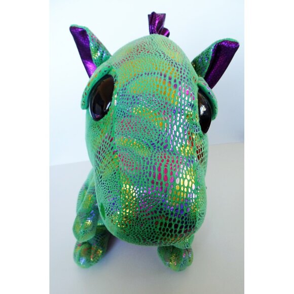 TY Cinder Green Dragon Large Plush Stuffed Animal Beanie Boo 16" - Picture 3 of 9